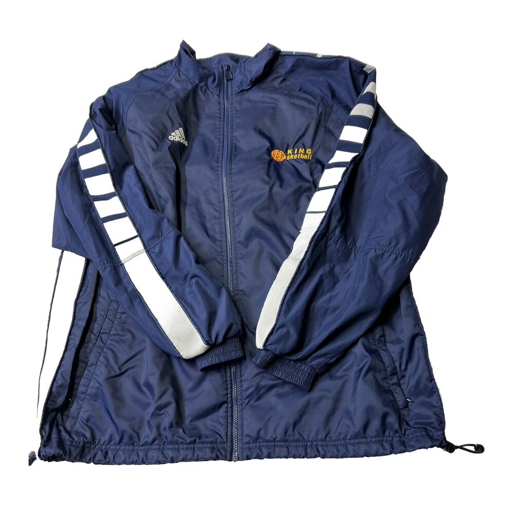 Vintage Adidas Jacket Adult XL Navy Blue Full Zip King Basketball Logo Men’s 90s